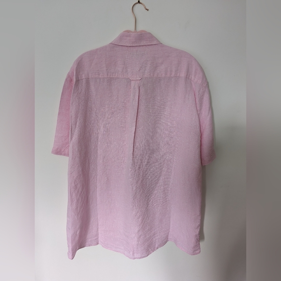 Jaeger Pink 100% Linen Summer Shirt Mens Size XL Short Sleeve - Picture 5 of 7